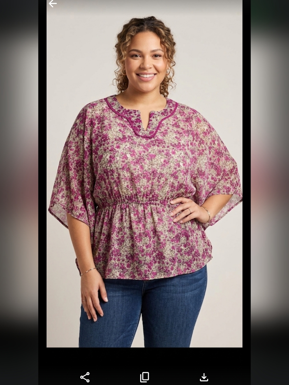 NWT Massini Smocked Waist Kimono Blouse Top Sheer 4X Cottagecore Whimsical #11